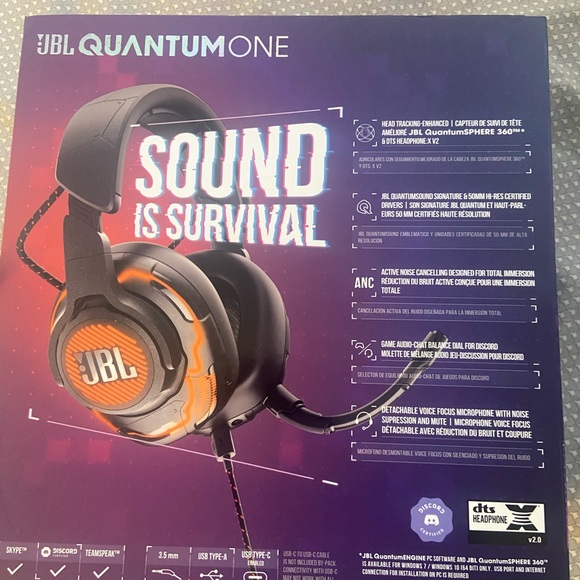 JBL Quantum ONE USB Wired PC Over-Ear Professional Gaming Headset - Black - Picture 2 of 3